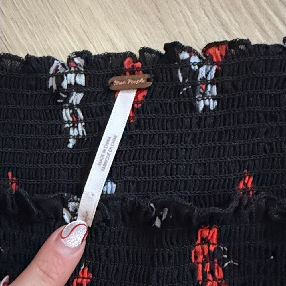Free People Black Floral Smocked Top - Picture 2 of 3